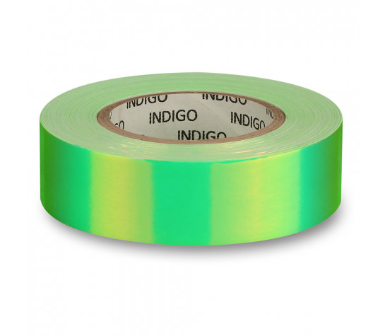 Обмотка для гимнастического обруча "INDIGO Rainbow", 20мм*14м, зеркальная, на подкладке, зелёно-жёлтый Зелёный image